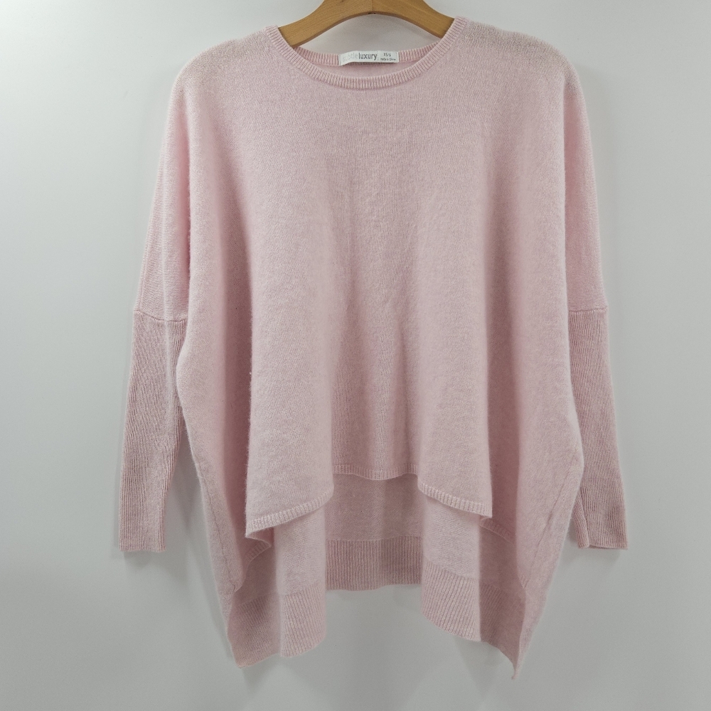 Subtle Luxury Pink Cashmere Sweater Loose And‎ Easy Crew Neck Boxy - Picture 2 of 14